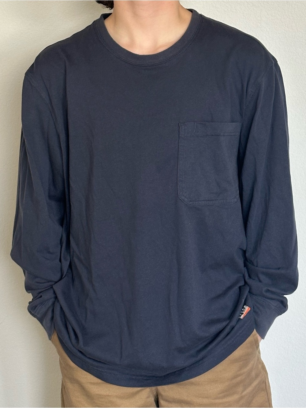 Dark Blue Long Sleeve Shirt with Pocket